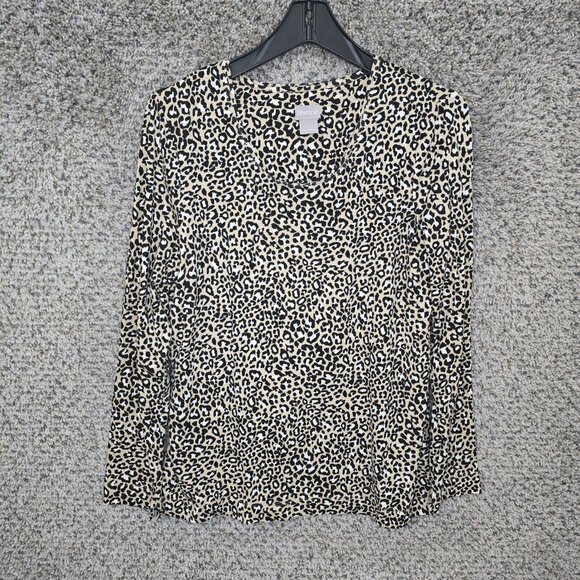 Chicos Top Womens 1 US Medium‎ Beige Animal Print Scoop Neck Stretch Casual - Picture 1 of 7